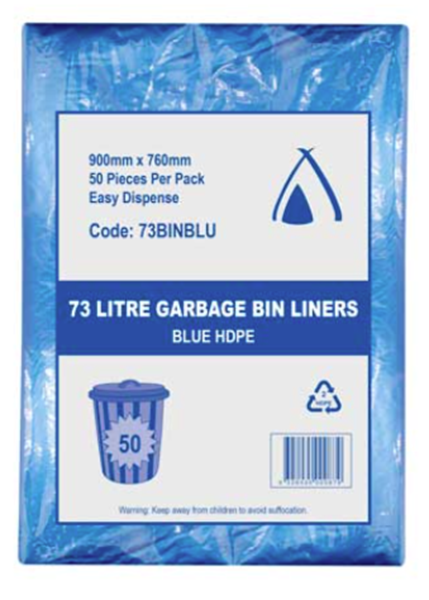 BIN LINER 77Ltr HDPE BLUE CTN 500