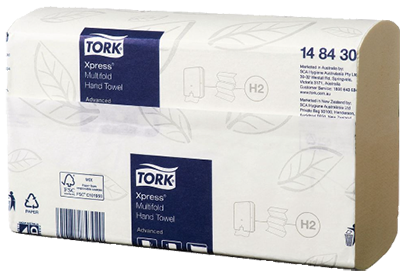 HAND TOWEL MULTIFOLD 24 X 21cm SLIMLINE H2 ADVANCED 148430 TORK CTN 21 