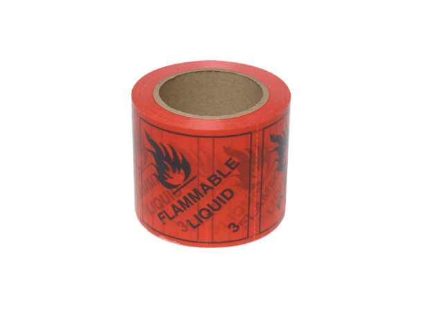 LABEL 'FLAMMABLE LIQUID 3' 100mm x 100mm x 50M RIPA LABEL ROLL 500