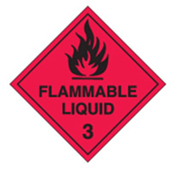LABEL 'FLAMMABLE LIQUID 3' 100mm x 100mm x 50M RIPA LABEL ROLL 500