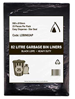 BIN LINER 82Ltr LDPE 810mm x 950mm BLACK CTN 500