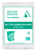 BIN LINER 240Ltr HDPE 1150mm X 1450mm NATURAL CTN 100